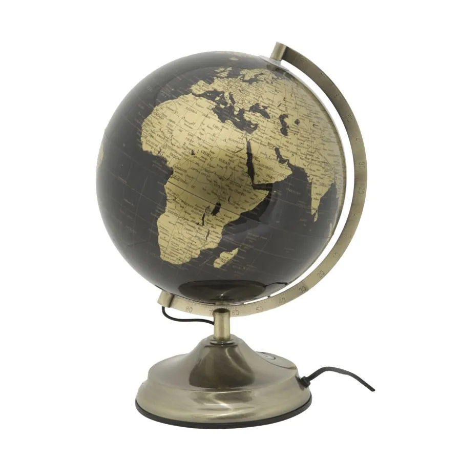 GLOBUS BRĄZOWY Z OŚWIETLENIEM 25X38 cm